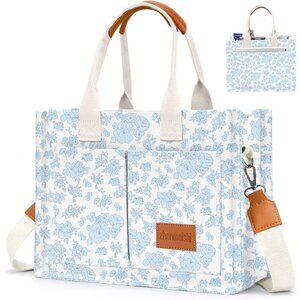 Elegant Women's Canvas Tote Bag with Multi Pockets - Perfect for Work & Travel